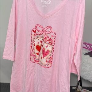 Hanes Light Pink V-Neck Tee